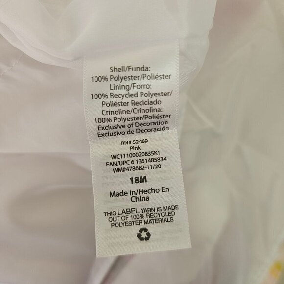 Wonder Nation Toddler Floral Sundress 18Mo Layered Petticoat White Pink Poly - Picture 10 of 11